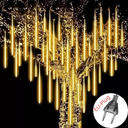 Solar Meteor Shower Rain String Lights Waterproof Garden Light 8 Tubes Christmas Tree Holiday Party Wedding Holiday Decoration - GoDiscount
