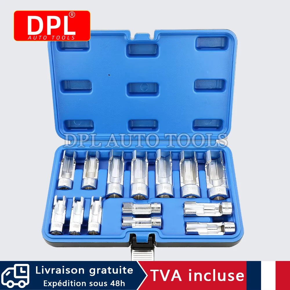 🚗🔧 Set 14Pcs Clé à Douille Tuyau Carburant – Outils de Réparation de Voiture, Extraction Tuyau Huile 3/8" 1/2" - GoDiscount