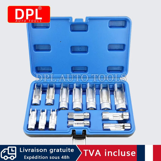 🚗🔧 Set 14Pcs Clé à Douille Tuyau Carburant – Outils de Réparation de Voiture, Extraction Tuyau Huile 3/8" 1/2" - GoDiscount