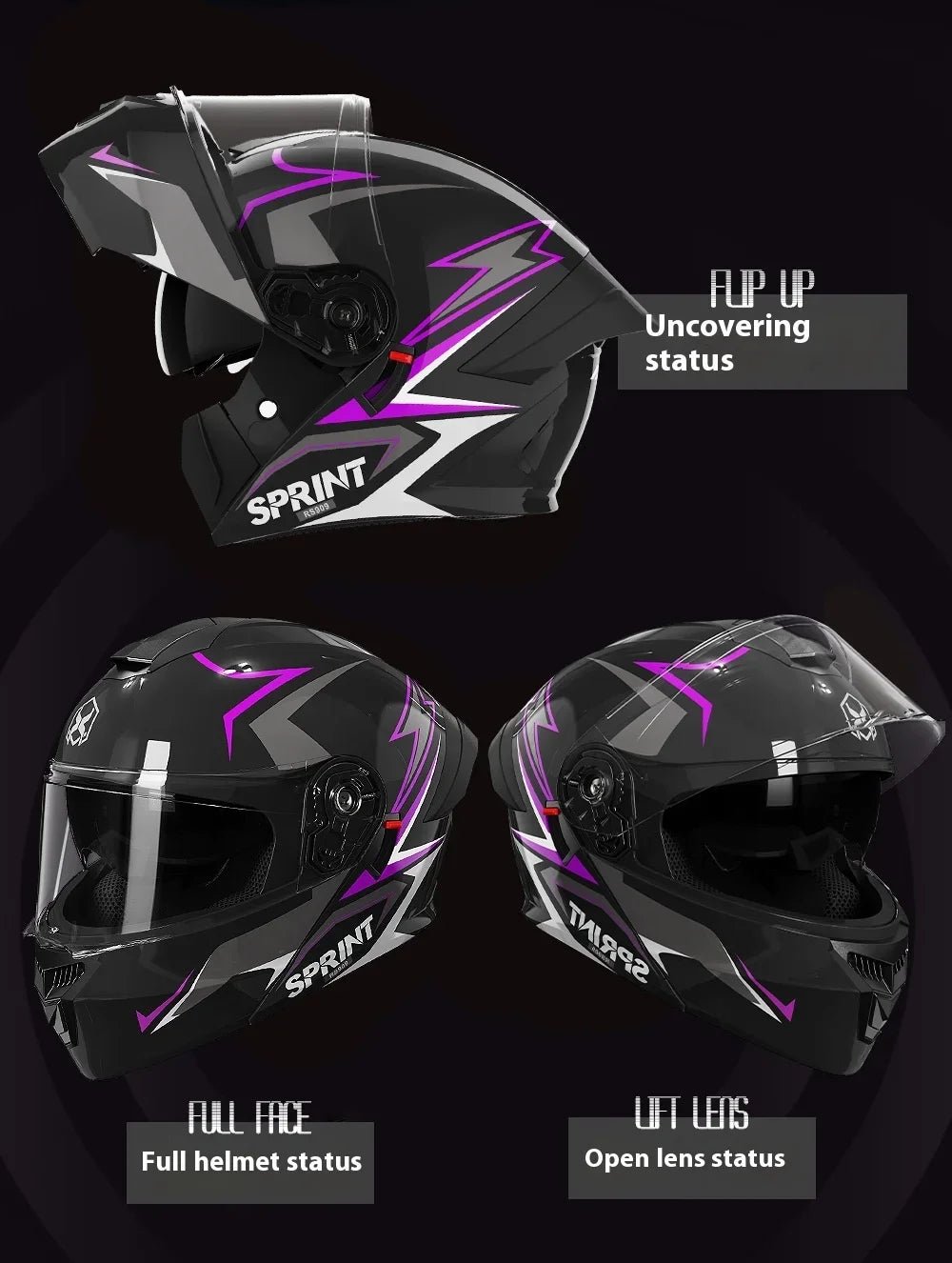 Casque Moto Modulaire Personnalisé – Double Lentille, Casque Intégral pour Homme et Femme, Motocross Racing - GoDiscount