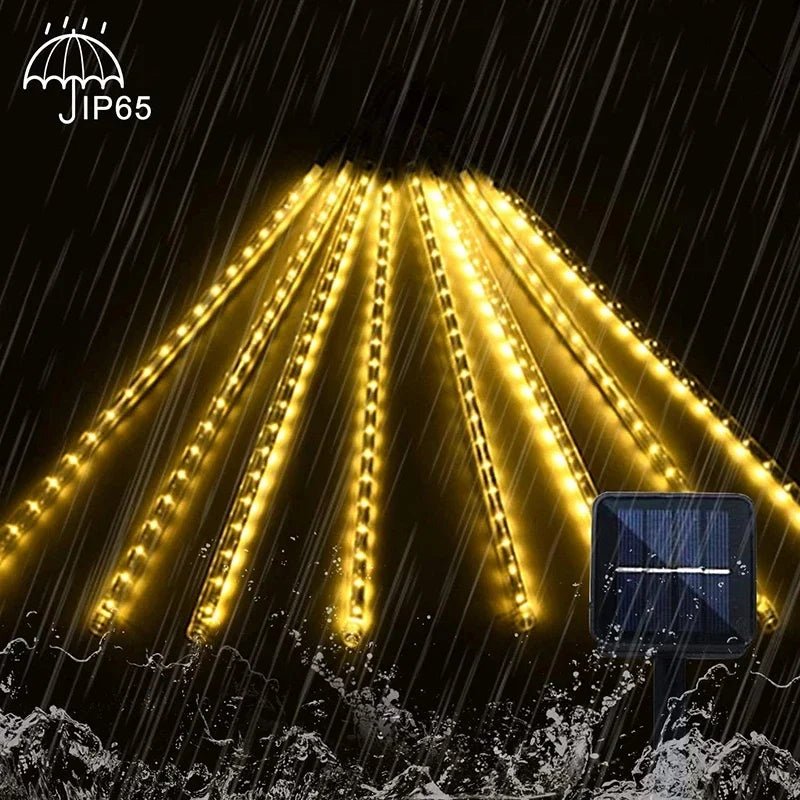 Solar Meteor Shower Rain String Lights Waterproof Garden Light 8 Tubes Christmas Tree Holiday Party Wedding Holiday Decoration - GoDiscount