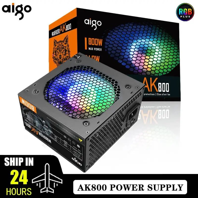 Alimentation PC Gaming Aigo AK 500W–1000W – PSU ATX 220V avec Ventilateur RGB 120mm | Bureau, Gaming & Mining BTC - GoDiscount