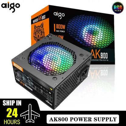 Alimentation PC Gaming Aigo AK 500W–1000W – PSU ATX 220V avec Ventilateur RGB 120mm | Bureau, Gaming & Mining BTC - GoDiscount