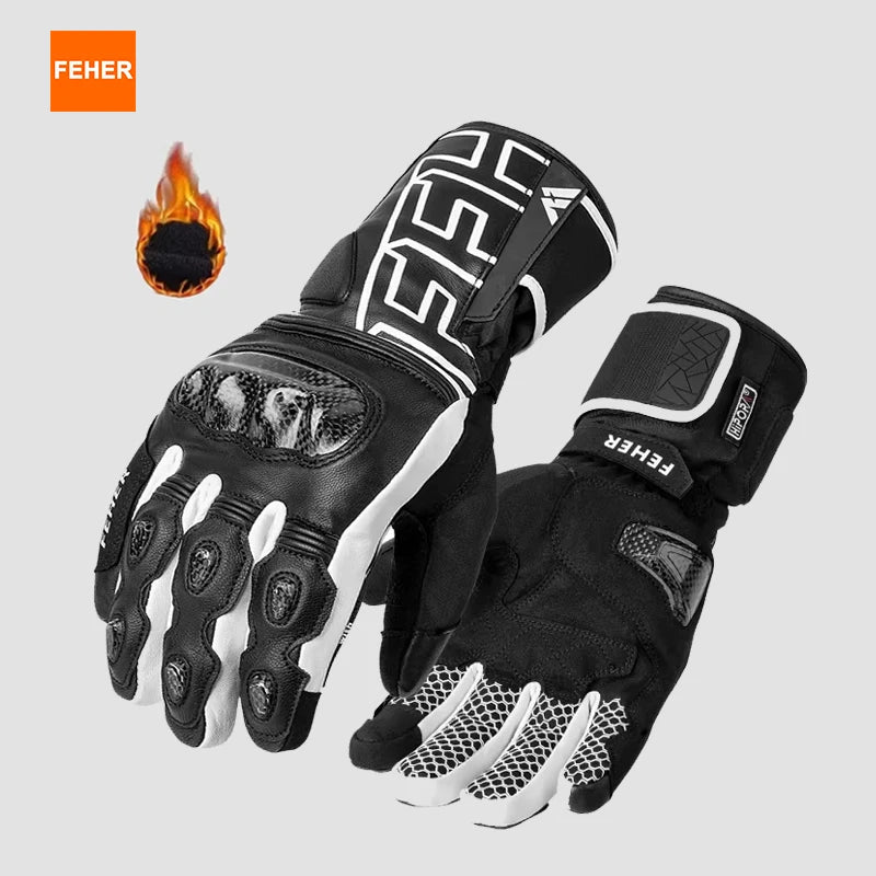 🏍️❄️ Gants Moto Hiver – Cuir Dermal, Protection Carbone | Gants Étanches & Coupe - vent pour Riders - GoDiscount