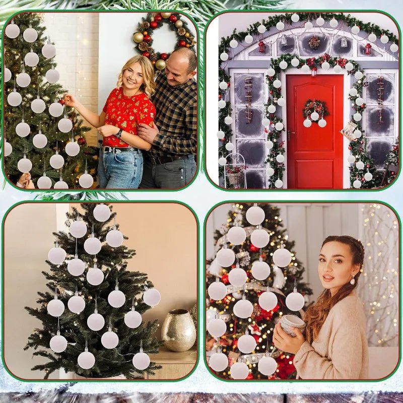 6cm Wine Red Velvet Christmas Balls for Xmas Tree Flocked Xmas Ball Hanging Pendents Navidad Festival Party Home Decor Supplies - GoDiscount