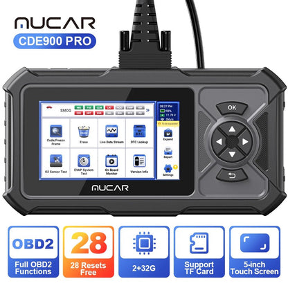 MUCAR CDE900/CDE900 PRO OBD2 Auto Diagnostic Tool car Scanner Tools full system 28 reset Code Reader Scan Tool 2+32G WIFI Update - GoDiscount