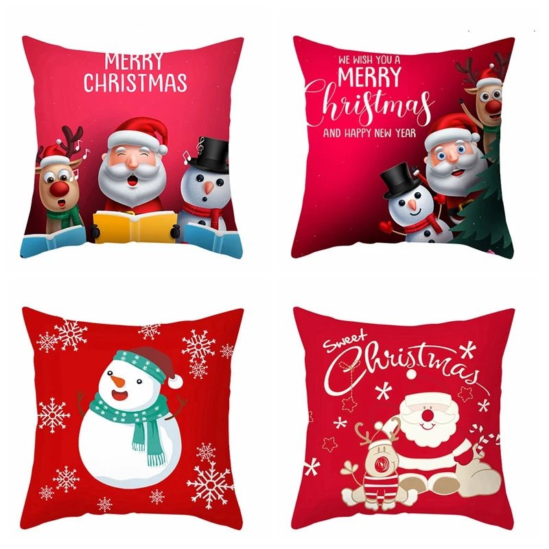 Christmas Cushion Cover Decoration Home Santa Decorations Gift Navidad Happy New Year 2022 - GoDiscount