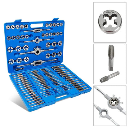🔧 Podofo 110PCS Kit Taraud & Filière – Acier Trempé Titane | Filetage Métal Pro Metric & Standard - GoDiscount