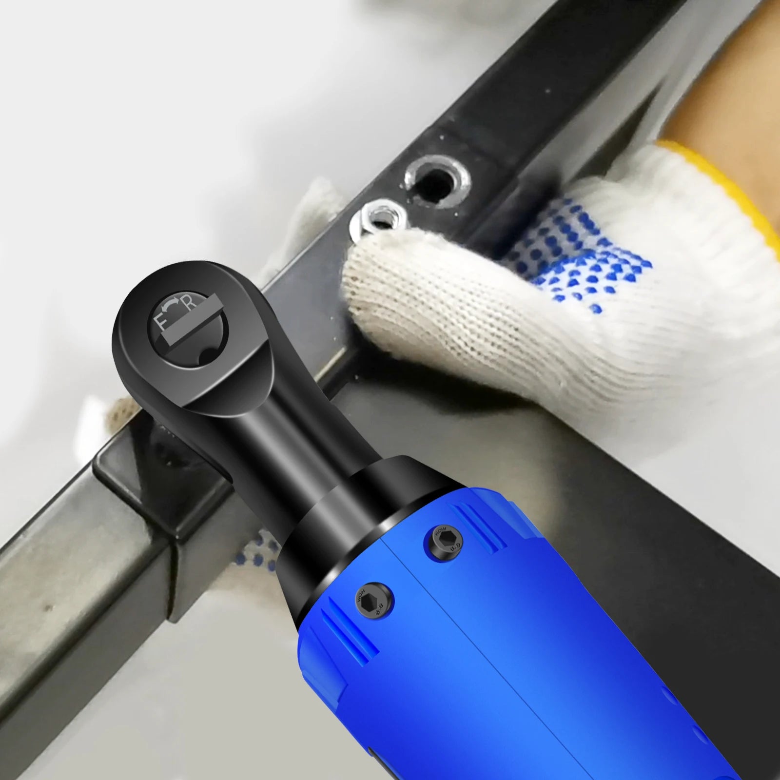 ⚡🔧 Clé à Cliquet Sans Fil 12V – 120Nm | 3/8'' 90° Angle Ratchet avec 2 Batteries & 7 Douilles - GoDiscount