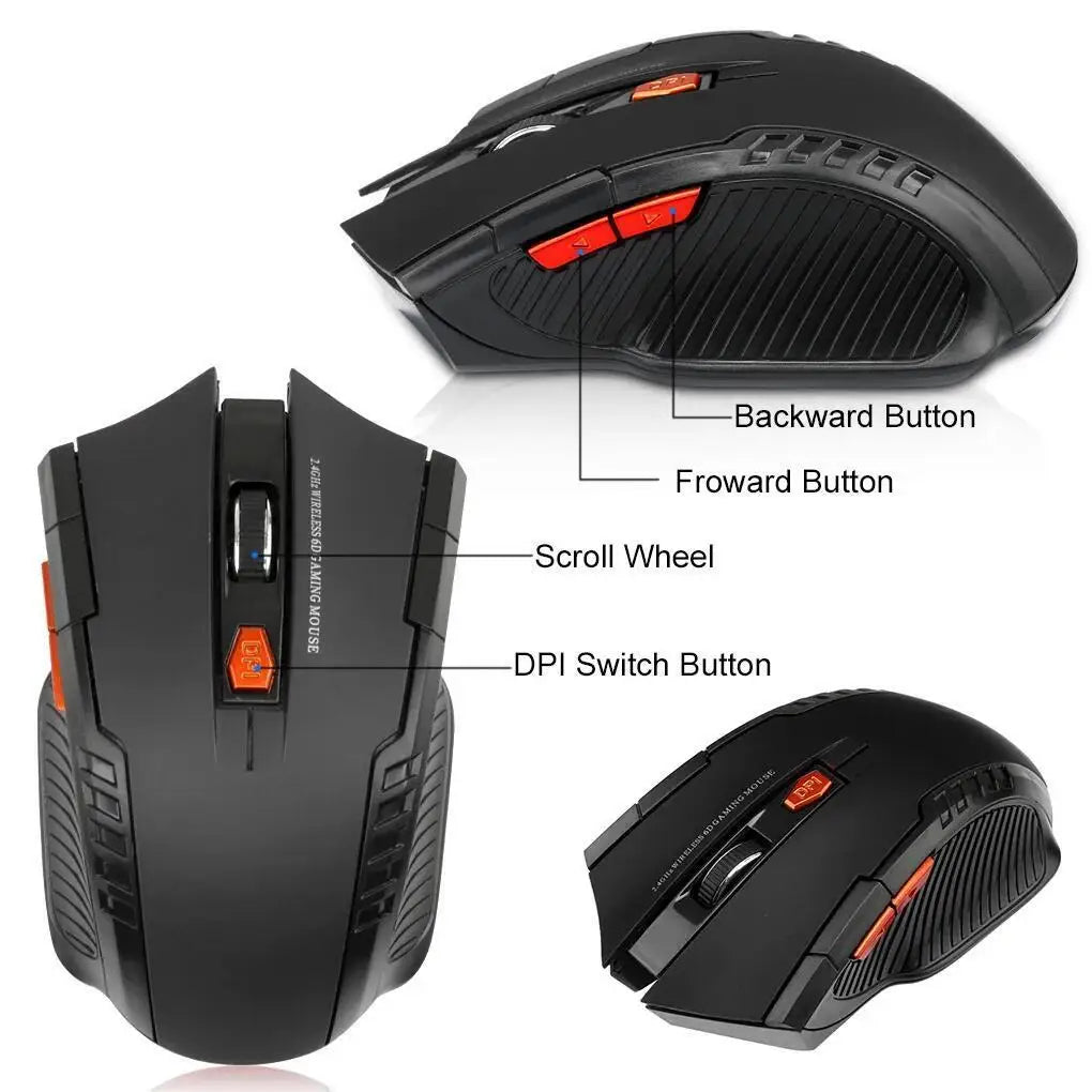 Souris Sans Fil 2.4G 1600DPI – Souris Optique Gamer 6 Boutons pour PC & Ordinateur Portable - GoDiscount