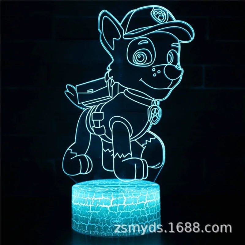 ⭐ Lampe 3D LED Paw Patrol – Chase, Marshall & Rocky | Veilleuse Enfants, Décoration Chambre, Lumière de Table - GoDiscount