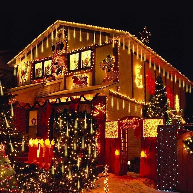 Solar Meteor Shower Rain String Lights Waterproof Garden Light 8 Tubes Christmas Tree Holiday Party Wedding Holiday Decoration - GoDiscount