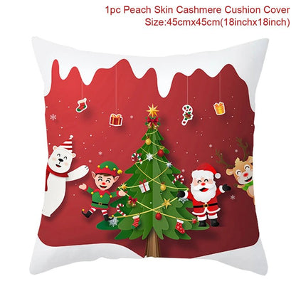 Christmas Cushion Cover Decoration Home Santa Decorations Gift Navidad Happy New Year 2022 - GoDiscount