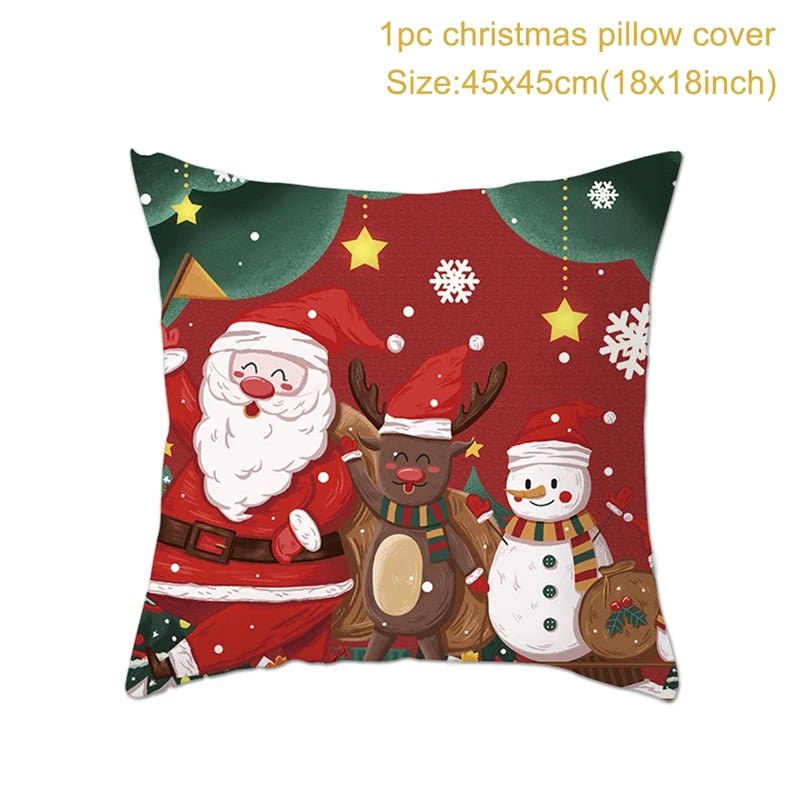 Christmas Cushion Cover Decoration Home Santa Decorations Gift Navidad Happy New Year 2022 - GoDiscount