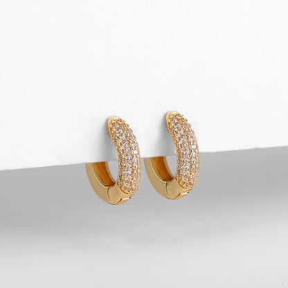 Boucles d'Oreilles Huggie Plaqué Or avec Zircon Cubique (CZ) – Créoles Fines pour Femmes, Piercing Cartilage, Boucles Minimalistes Rondes - GoDiscount
