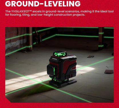 🟢🔭 Niveau Laser 3D 360° – YEVOLT YVGLL4XS16 • 4 Plans • 16 Lignes • Auto - Nivelant Pro - GoDiscount