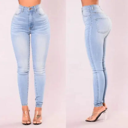 Jean Femme Skinny – Denim Taille Haute, Stretch, Push-Up, Pantalon Slim avec Poches et Bouton, Look Crayon