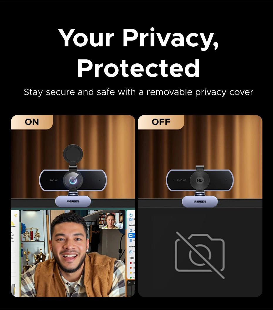 Webcam UGREEN 4K 8MP – Autofocus PDAF, Micro AI Anti-Bruit, Full HD 1080P, Idéale pour Zoom, Teams - GoDiscount
