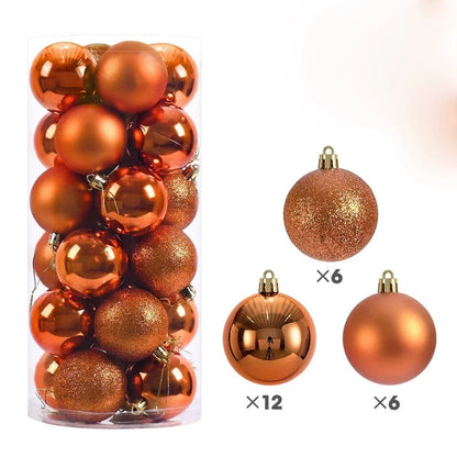 24Pcs 3/4/6CM Christmas Balls Big Ball Christmas Tree Pendant Ornaments for Party Decor 2025 New Year Navidad Gifts Accessory - GoDiscount