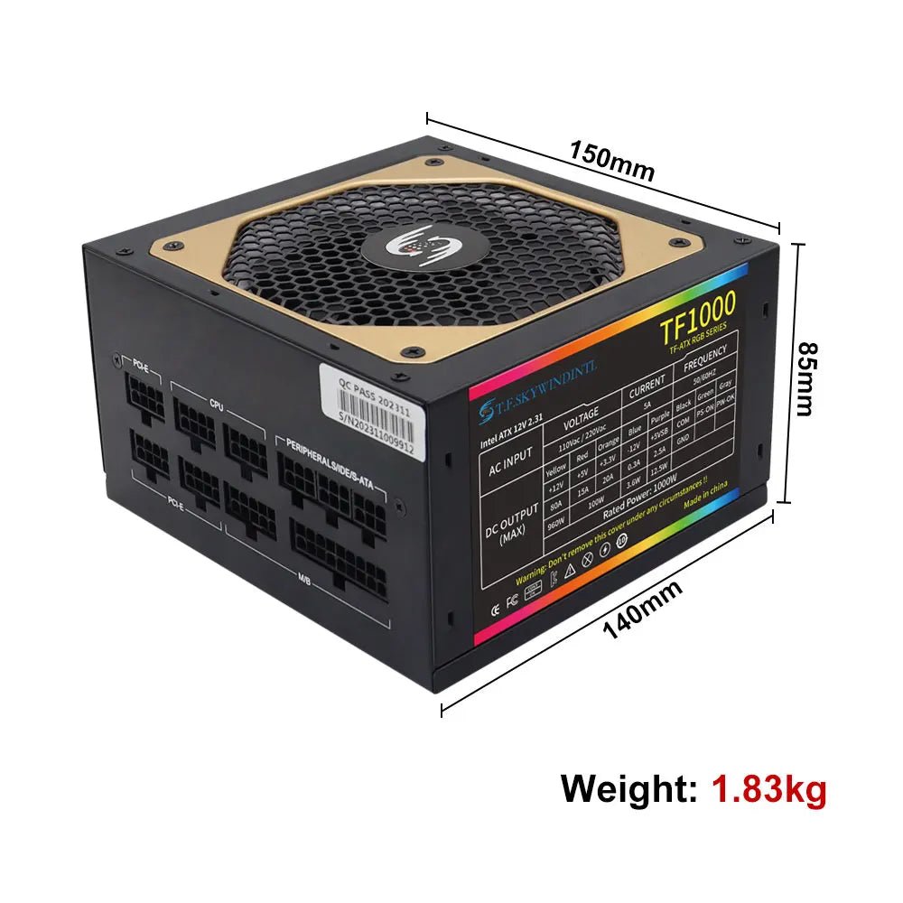 Alimentation PC 1000W Gold – Bloc d’Alimentation Modulaire ATX SKYWINDINTL, Compatible PC Gaming - GoDiscount
