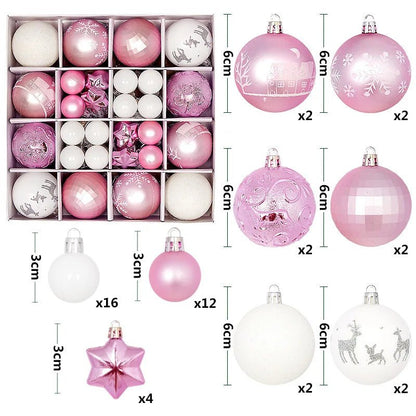 44Pcs 3/6CM Christmas Ball Christmas Tree Decoration Ornaments for Home Decor Halloween New Year Navidad Pendant Ball Accessory - GoDiscount