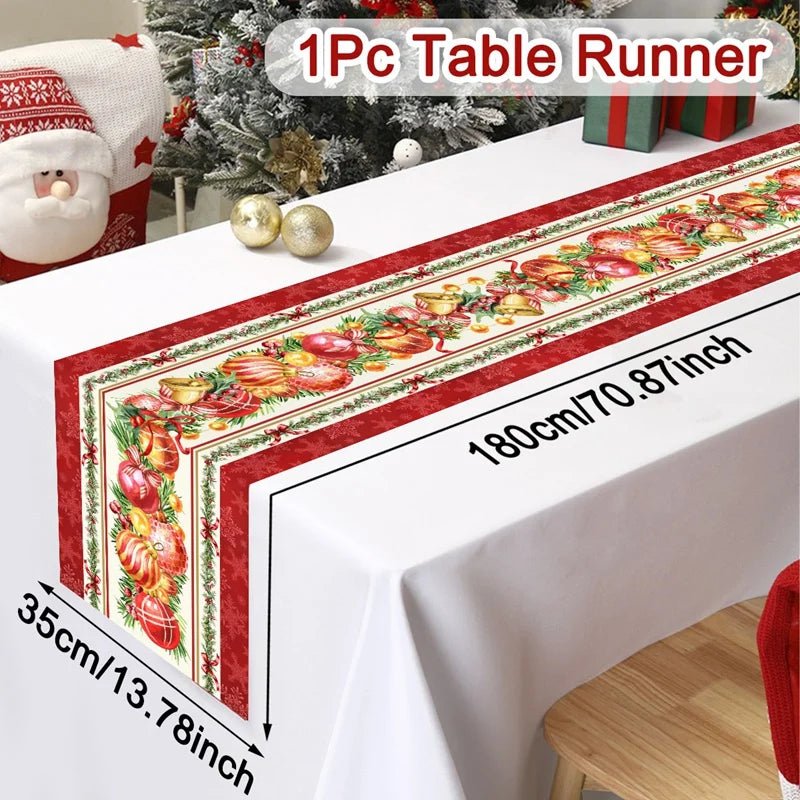Merry Christmas Table Runner Xmas Table Cover Christmas Decorations For Home 2025 Navidad Natal Gifts New Year 2026 Tablecloth - GoDiscount