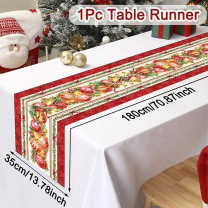 Merry Christmas Table Runner Xmas Table Cover Christmas Decorations For Home 2025 Navidad Natal Gifts New Year 2026 Tablecloth - GoDiscount