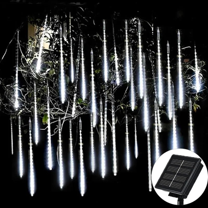 Solar Meteor Shower Rain String Lights Waterproof Garden Light 8 Tubes Christmas Tree Holiday Party Wedding Holiday Decoration - GoDiscount