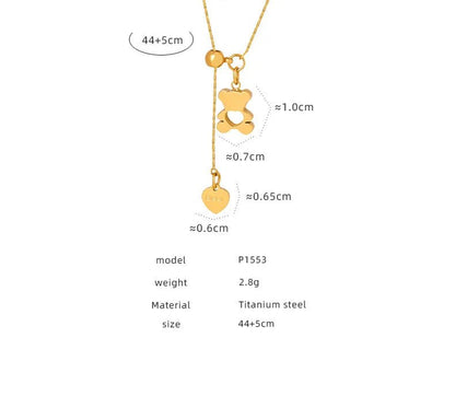 Pendentif Ours Hollow avec Collier Ajustable pour Femmes, en Acier Inoxydable 316L Plaqué Or, Résistant à l'Eau, Collier Élégant pour Filles - GoDiscount