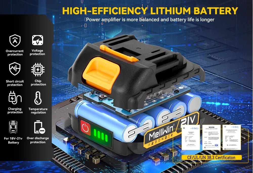 MELLWIN 800W Brushless Electric Wrench Set 3 - IN - 1 Cordless Electirc Drill/Screwdriver/Impact Wrench For Makita 18V Battery Pin - GoDiscount