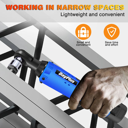 ⚡🔧 Clé à Cliquet Sans Fil 12V – 120Nm | 3/8'' 90° Angle Ratchet avec 2 Batteries & 7 Douilles - GoDiscount