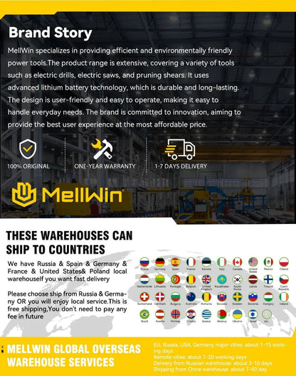 MELLWIN 800W Brushless Electric Wrench Set 3 - IN - 1 Cordless Electirc Drill/Screwdriver/Impact Wrench For Makita 18V Battery Pin - GoDiscount