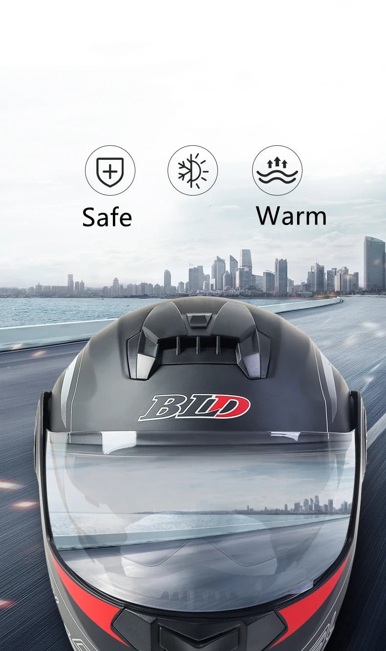 🏍️✨ Casque Moto Modulaire à Lentilles Doubles – Flip Up, Full Face | Motocross Racing Pour Hommes & Femmes - GoDiscount