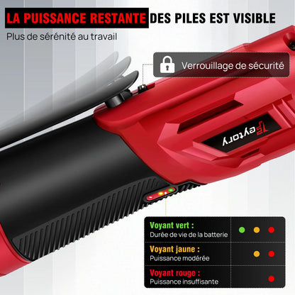 Feytory 200Nm Cordless Ratchet Wrench Set 90° with 2 x 1500mAh Lithium - Ion Batteries, 3/8'' Angle Wrench with 7pcs Sockets Set - GoDiscount