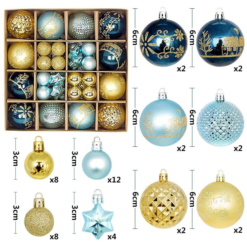 44Pcs 3/6CM Christmas Ball Christmas Tree Decoration Ornaments for Home Decor Halloween New Year Navidad Pendant Ball Accessory - GoDiscount