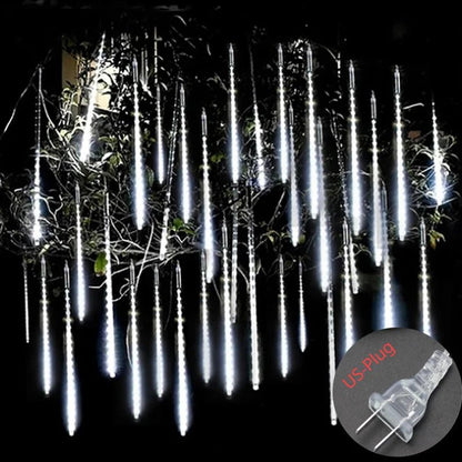 Solar Meteor Shower Rain String Lights Waterproof Garden Light 8 Tubes Christmas Tree Holiday Party Wedding Holiday Decoration - GoDiscount