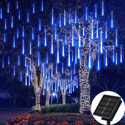 Solar Meteor Shower Rain String Lights Waterproof Garden Light 8 Tubes Christmas Tree Holiday Party Wedding Holiday Decoration - GoDiscount