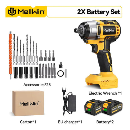 MELLWIN 800W Brushless Electric Wrench Set 3 - IN - 1 Cordless Electirc Drill/Screwdriver/Impact Wrench For Makita 18V Battery Pin - GoDiscount