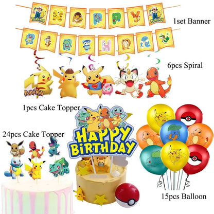 Kit Complet Fête Pokémon – PokéBall, Pikachu, Vaisselle, Autocollants & Cadeaux Enfants - GoDiscount