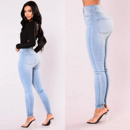 Jean Femme Skinny – Denim Taille Haute, Stretch, Push-Up, Pantalon Slim avec Poches et Bouton, Look Crayon