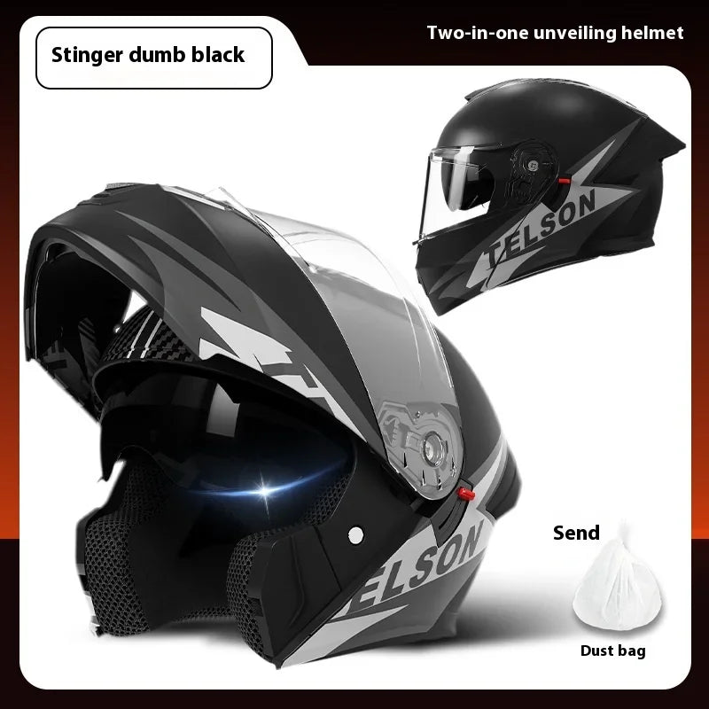 Casque Moto Modulaire Personnalisé – Double Lentille, Casque Intégral pour Homme et Femme, Motocross Racing - GoDiscount