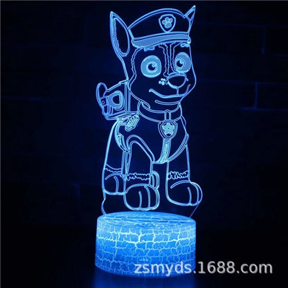 ⭐ Lampe 3D LED Paw Patrol – Chase, Marshall & Rocky | Veilleuse Enfants, Décoration Chambre, Lumière de Table - GoDiscount