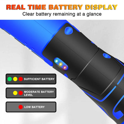 ⚡🔧 Clé à Cliquet Sans Fil 12V – 120Nm | 3/8'' 90° Angle Ratchet avec 2 Batteries & 7 Douilles - GoDiscount