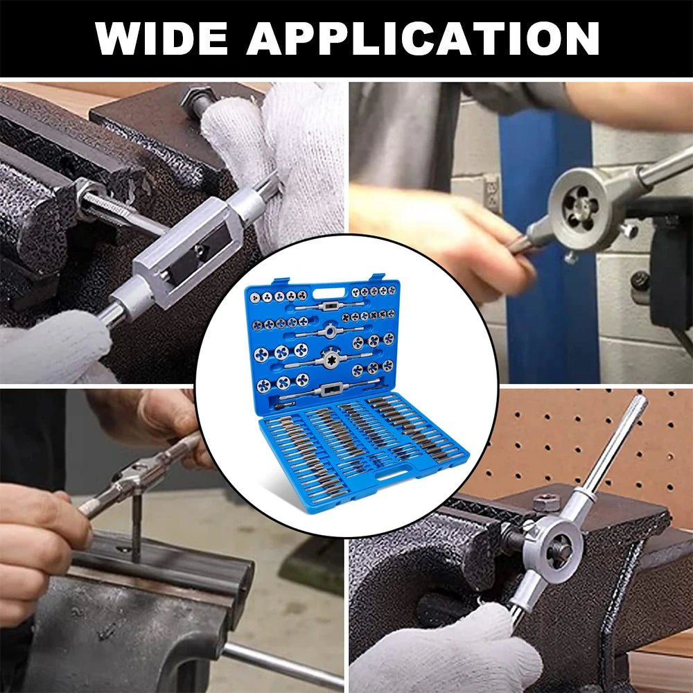 🔧 Podofo 110PCS Kit Taraud & Filière – Acier Trempé Titane | Filetage Métal Pro Metric & Standard - GoDiscount