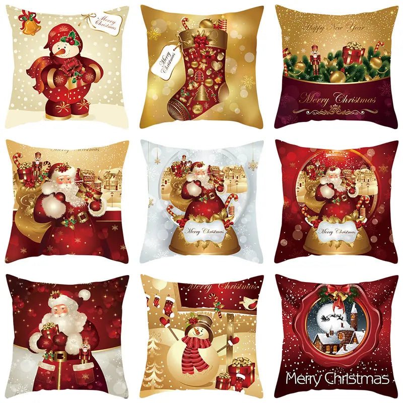 Christmas Cushion Cover Decoration Home Santa Decorations Gift Navidad Happy New Year 2022 - GoDiscount