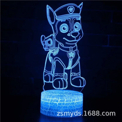 ⭐ Lampe 3D LED Paw Patrol – Chase, Marshall & Rocky | Veilleuse Enfants, Décoration Chambre, Lumière de Table - GoDiscount