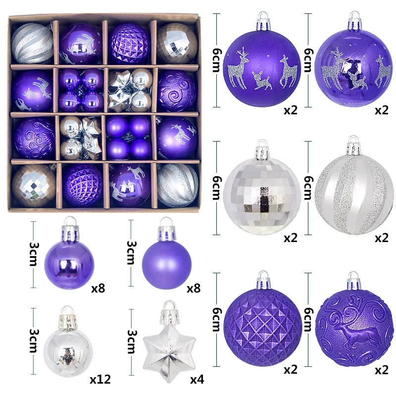 44Pcs 3/6CM Christmas Ball Christmas Tree Decoration Ornaments for Home Decor Halloween New Year Navidad Pendant Ball Accessory - GoDiscount