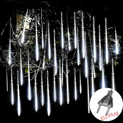 Solar Meteor Shower Rain String Lights Waterproof Garden Light 8 Tubes Christmas Tree Holiday Party Wedding Holiday Decoration - GoDiscount