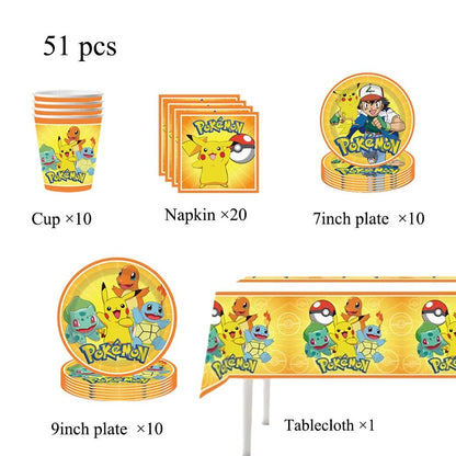 Kit Complet Fête Pokémon – PokéBall, Pikachu, Vaisselle, Autocollants & Cadeaux Enfants - GoDiscount