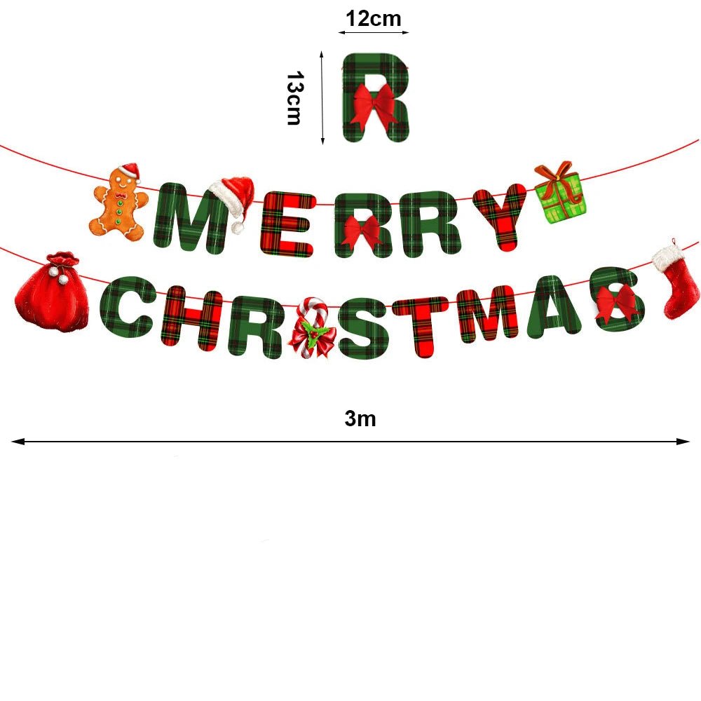 Red and Green Merry Christmas Banner Christmas Sign Garlands Santa Claus Snowman Christmas Party Decorations Xmas Gift New Year - GoDiscount